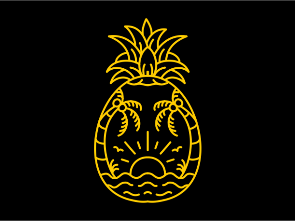 Beach pineapple print ready vector t shirt design