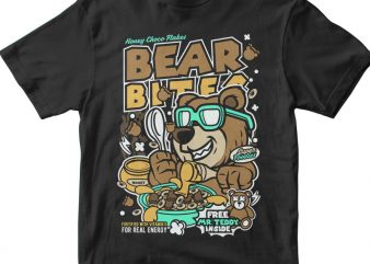 Bear Bites vector t-shirt design template