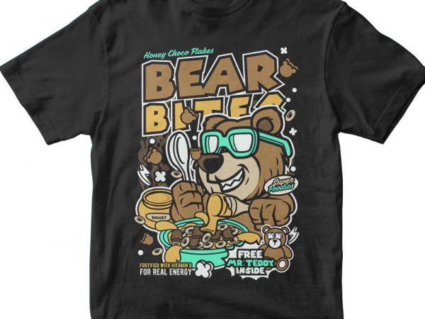 Bear bites vector t-shirt design template