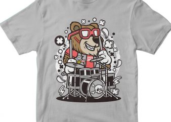 Bear Drummer buy t shirt design for commercial use