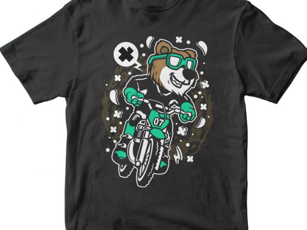 Bear motocross rider tshirt design vector