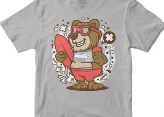 Bear Surfing tshirt design vector