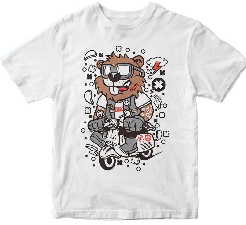 Beaver Scooterist t shirt designs for sale