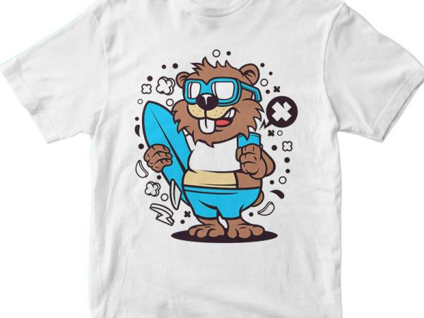 Beaver surfing tshirt design for sale