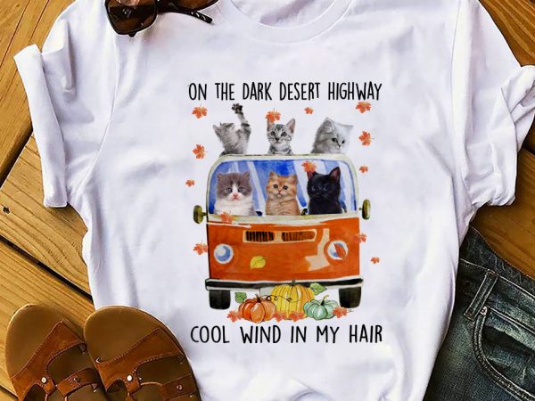 Cat cool wind in my hair t shirt design for download