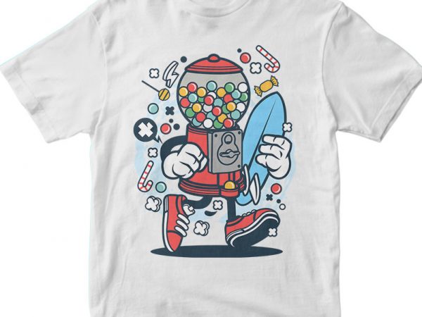 Candy machine surfer print ready shirt design