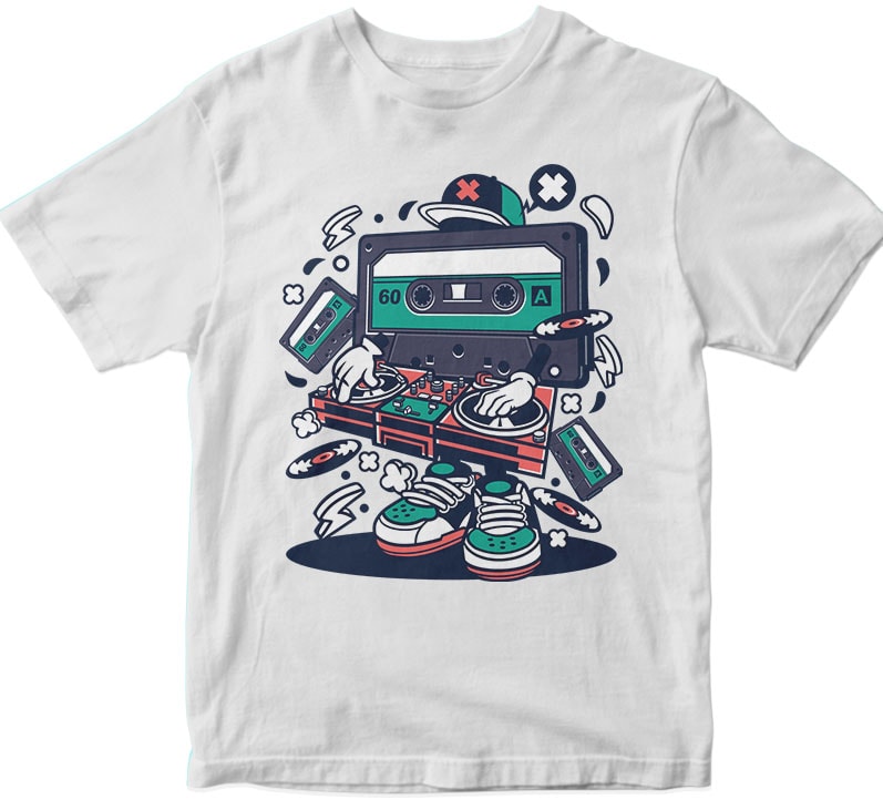 Cassette Disk Jockey tshirt design vector - Buy t-shirt designs