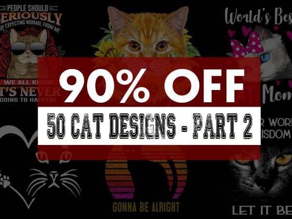 Super cool cat bundle – part 2 – 90% off t shirt template vector