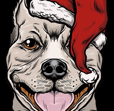 Christmas pitbull t shirt design for sale