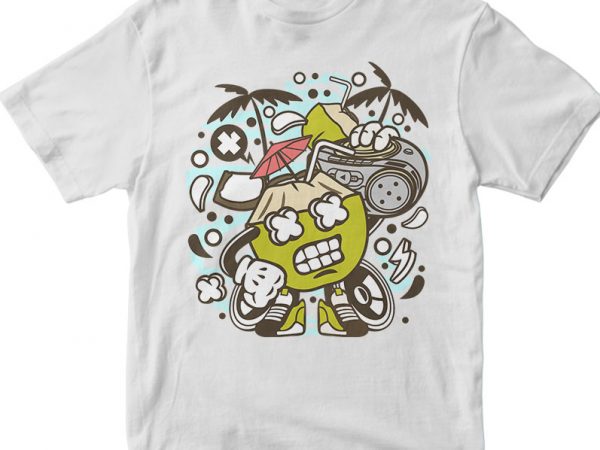 Coconut boombox print ready shirt design