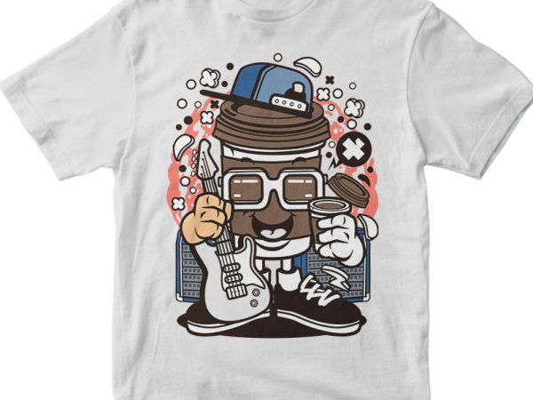 Coffee cup rocker t shirt design to buy