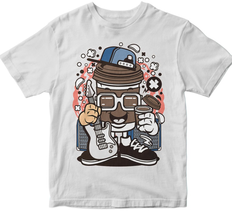 Download Coffee Cup Rocker t shirt design to buy - Buy t-shirt designs