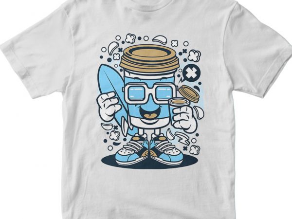 Coffee cup surfer buy t shirt design for commercial use