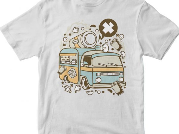Coffee van print ready vector t shirt design