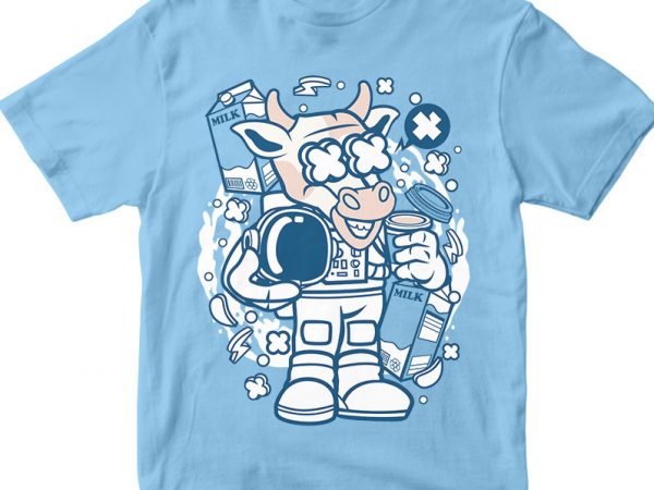 Cow astronaut vector t-shirt design for commercial use