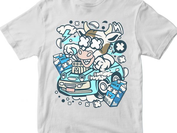 Cow hotrod t shirt design for sale