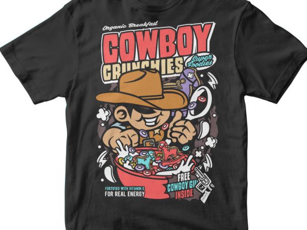 Cowboy crunchies buy t shirt design for commercial use