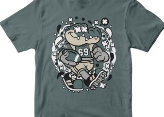 Crocodile Football t shirt design for sale