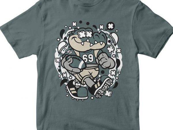 Crocodile football t shirt design for sale