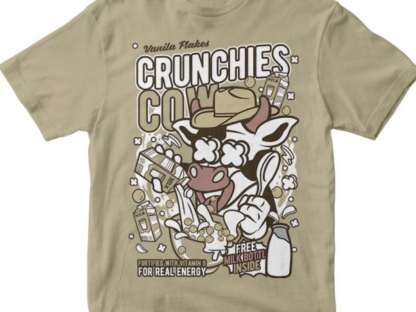 Crunchies cow print ready vector t shirt design
