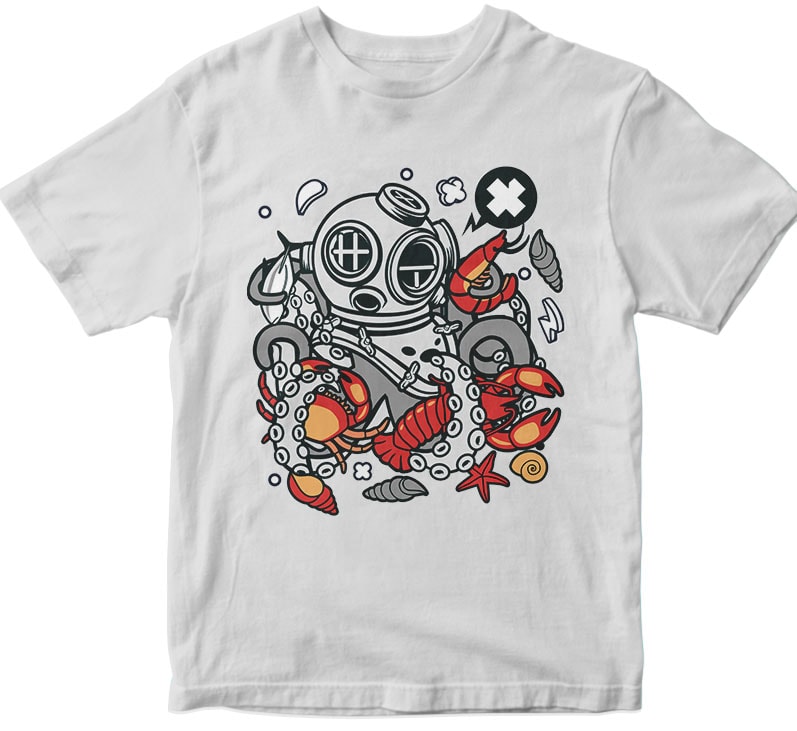 Diver Octopus buy t shirt design