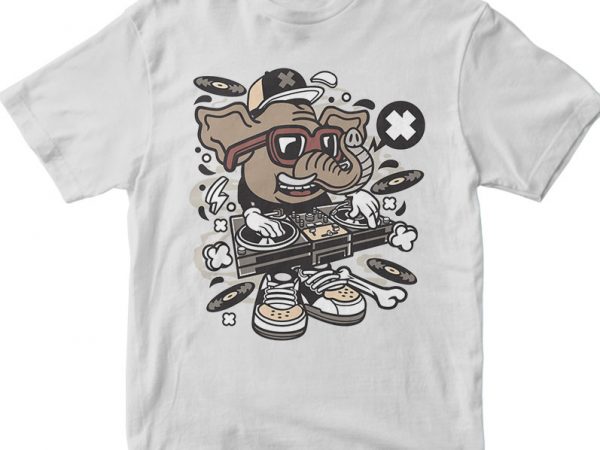 Dj elephant design for t shirt