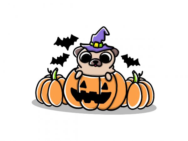 Dog pup puppy halloween witch scary funny cute doodle vector t shirt design