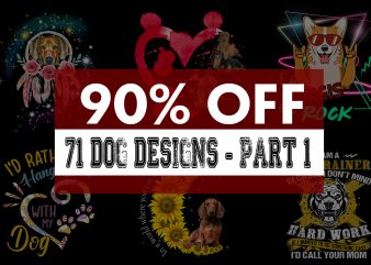 Super cool dog bundle – part 1 – 71 Designs – 90% off