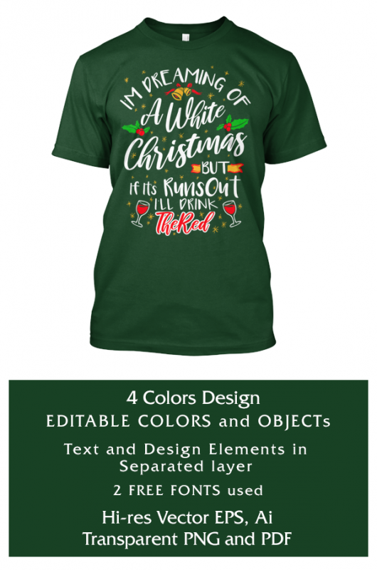 Dreaming Of A White Christmas t shirt designs for printful