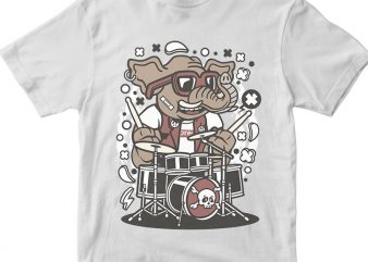 Elephant Drummer vector t-shirt design for commercial use