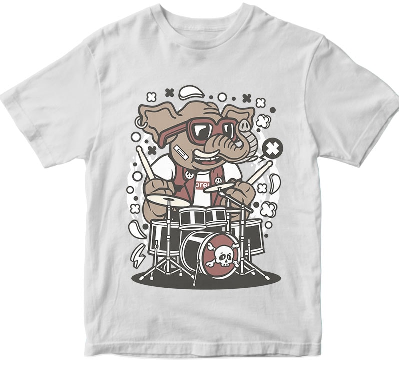 Elephant Drummer tshirt design for merch by amazon