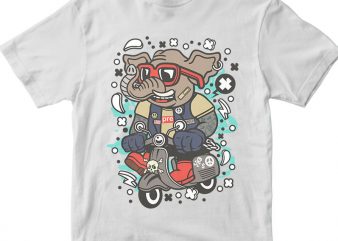 Elephant Scooterist t shirt design png