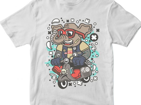 Elephant scooterist t shirt design png