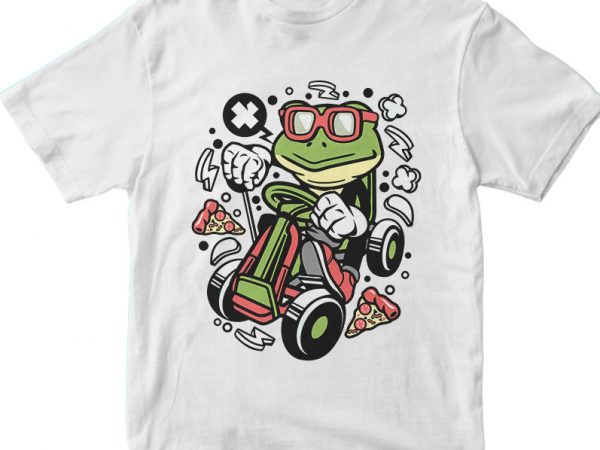 Frog gokart racer t shirt design png