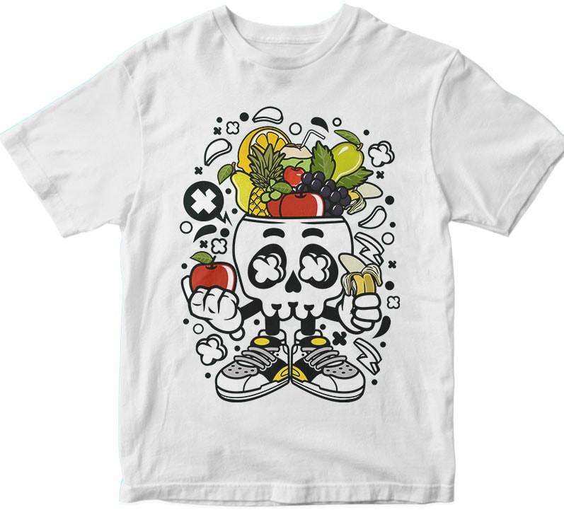 Fruit Skull Head tshirt design for merch by amazon