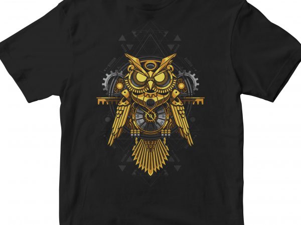 Golden owl geometric print ready vector t shirt design