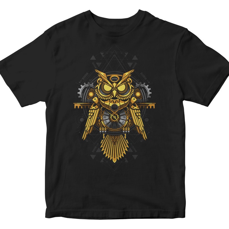 GOLDEN OWL GEOMETRIC t shirt designs for printify