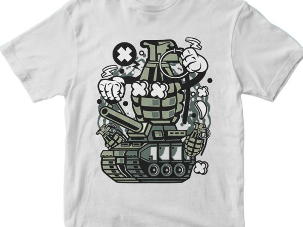 Grenade war tank print ready vector t shirt design