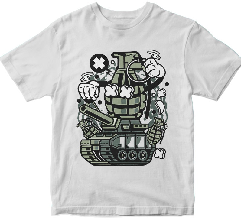 Grenade War Tank t shirt designs for printful