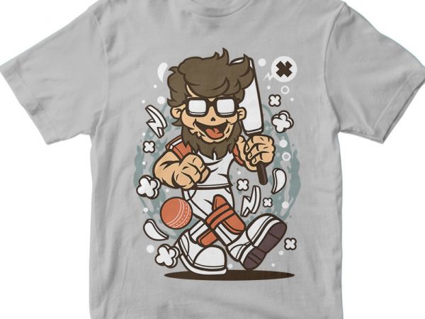Hipster cricket print ready shirt design