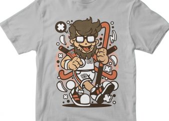 Hipster Field Hockey commercial use t-shirt design