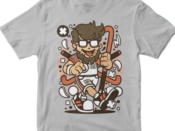 Hipster field hockey commercial use t-shirt design