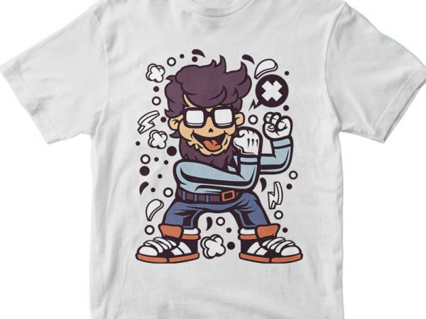 Hipster fighter design for t shirt