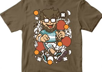 Hipster Ping Pong print ready vector t shirt design