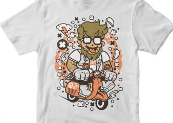 Hipster Scooterist vector t shirt design artwork