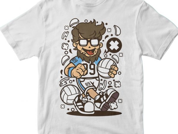 Hipster volley ball player vector t shirt design artwork
