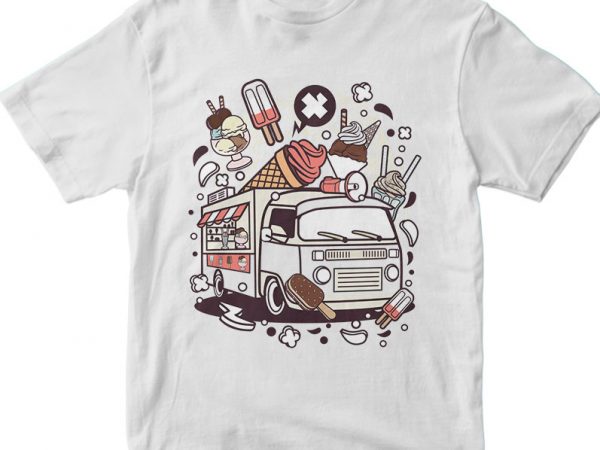 Ice cream van vector t shirt design for download