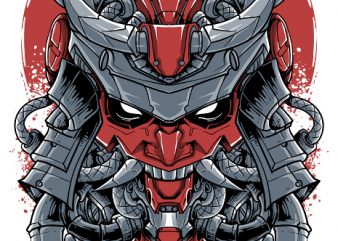 mecha samurai head t shirt design png