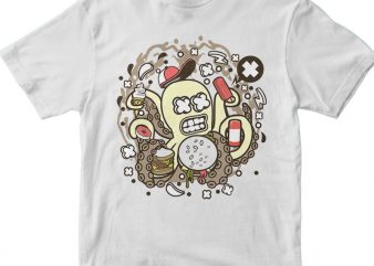 Junk Food Octopus vector t-shirt design for commercial use