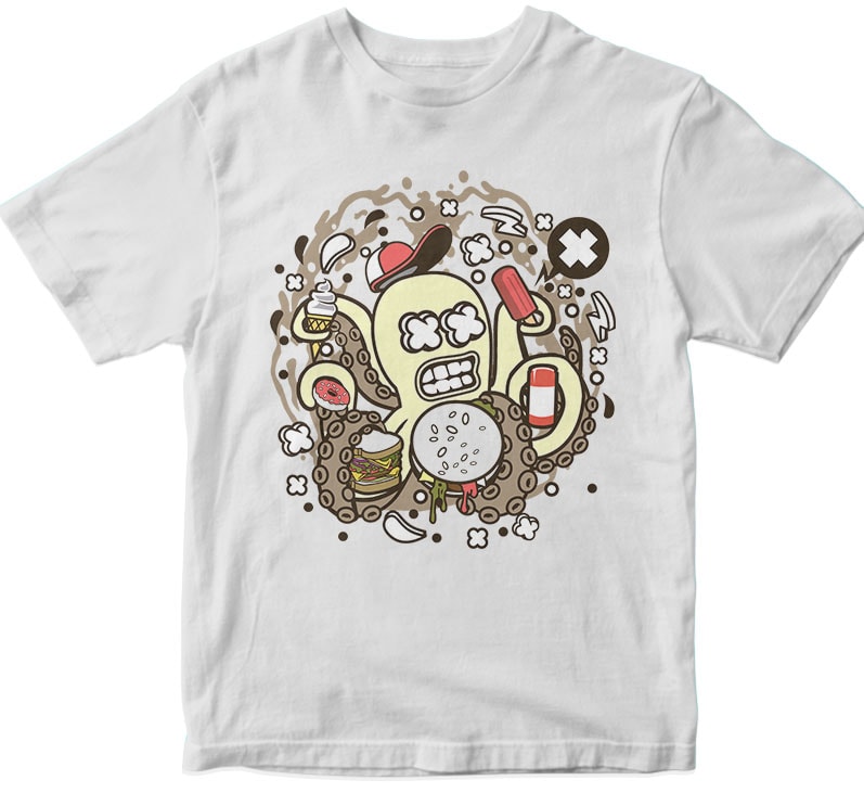 Junk Food Octopus t shirt designs for sale